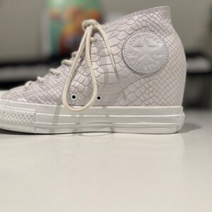 Converse Chuck Taylor Lux Mid Hidden Wedge White Python Leather Women's 8